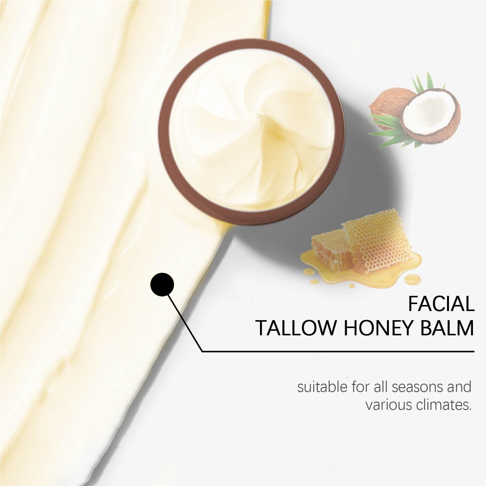 Anefose Beef Tallow Collagen Manuka Honey Beeswax, Grass-Fed Tallow And Manuka Honey Cream, 7 In 1 Natural Beef Tallow Moisturizer For Skin, Face, Body (1)