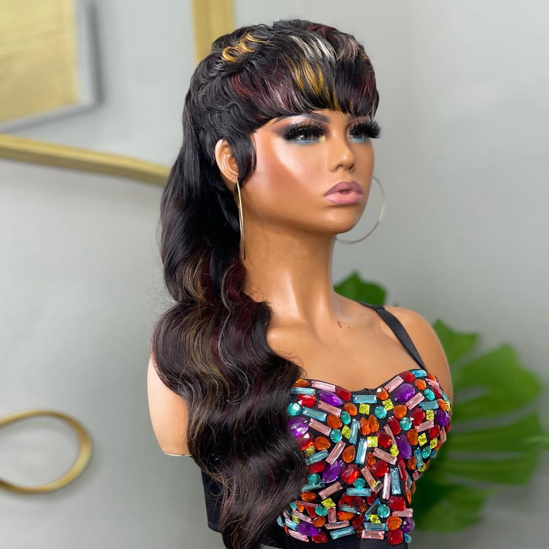 Saeiall Mullet Wig For Black Women Human Hair Pixie Cut Wig Long Body Wave Mullet None Lace Front Haircut Glueless Wigs Layered Haircut Wigs For Women (Multicolor, 16Inch)