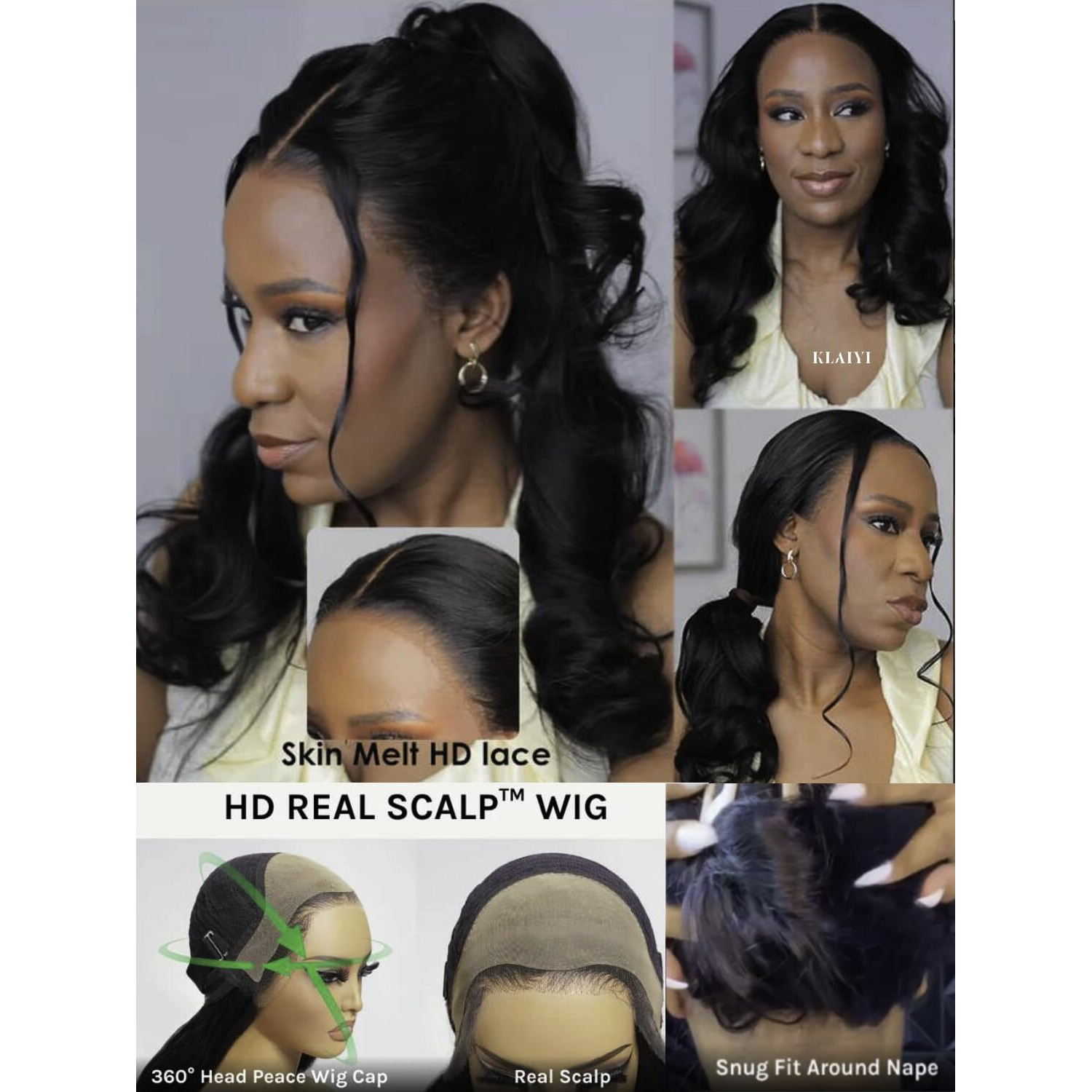 Klaiyi Hd Real Scalp Wig 13X4 Lace Frontal Human Hair Wig Loose Body Wave With Face Framing Curtain Bangs Pre Everything Glueless 3S Wear And Go Precut Lace Pre Plucked Pre Bleached 180%Density 24Inch