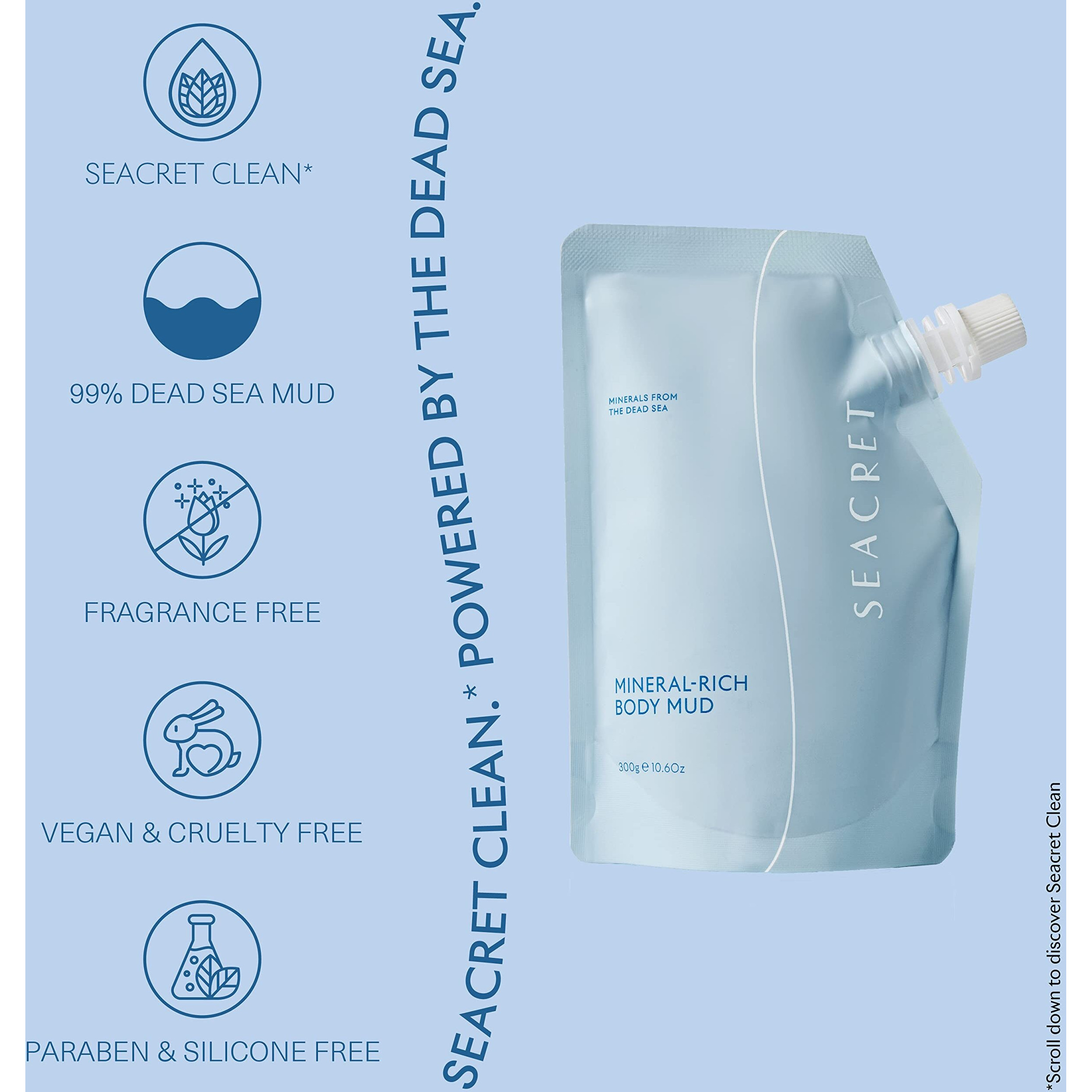 Seacret Dead Sea Mud - Mineral Rich Body Mud Treatment (Concentration Of 99%) Removes Excess Oil And Dead Skin Cells (10.6 Oz.)