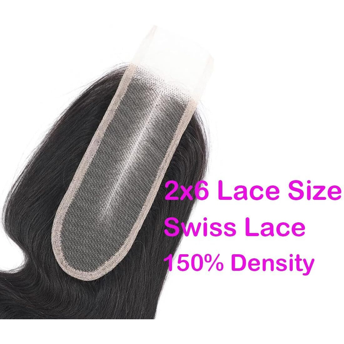 2X6 Hd Transparent Skinlike Human Hair Lace Closure Body Wave 22Inch 100% Brazilian 2X6 Closure Virgin Human Hair Kim K Middle Part Closure Body Wave Natural Black Glueless Pre Plucked Bleached