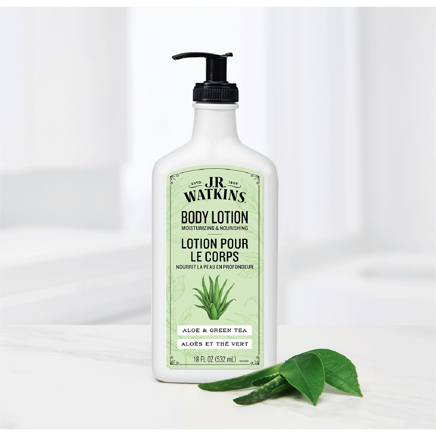 J.R. Watkins Daily Moisturizing Body Lotion, Aloe & Green Tea, 18 Fl Oz, 2 Pack
