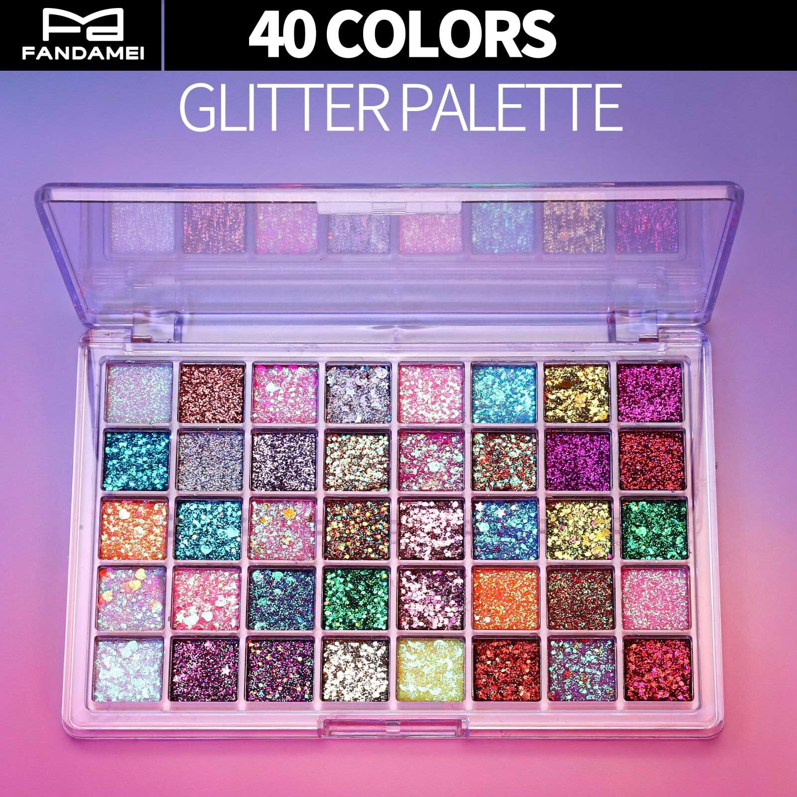 Fandamei 40 Colors Face Glitter, Face Paint Glitter Gel - Face Glitter For Women Girls Kids, No Glue Needed, Multi-Purpose Glitter Makeup For Hair Face Body Halloween Rave Carnival