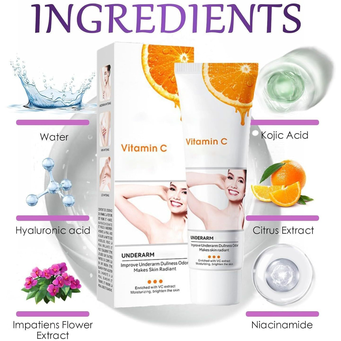 Body Cream For Intimate Areas And Bikini Area, Quick Results Vitamin C Skin Care Cream For Underarm, Neck, Armpit, Elbow, Knees, Private Area And Inner Thigh, 1.8 Fl.Oz (2 Pcs)