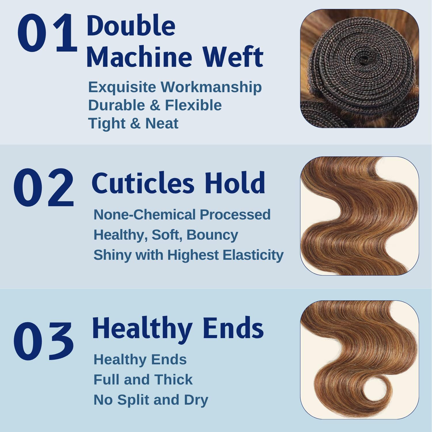 Alher True 4/27 Body Wave Honey Blonde Highlight Ombre Colored 3 Human Hair Bundles 24 26 28 Inch 12A 100% Brazilian Virgin Remy Human Hair Soft Thick Wavy Sew In Weave Highlight Piano Color