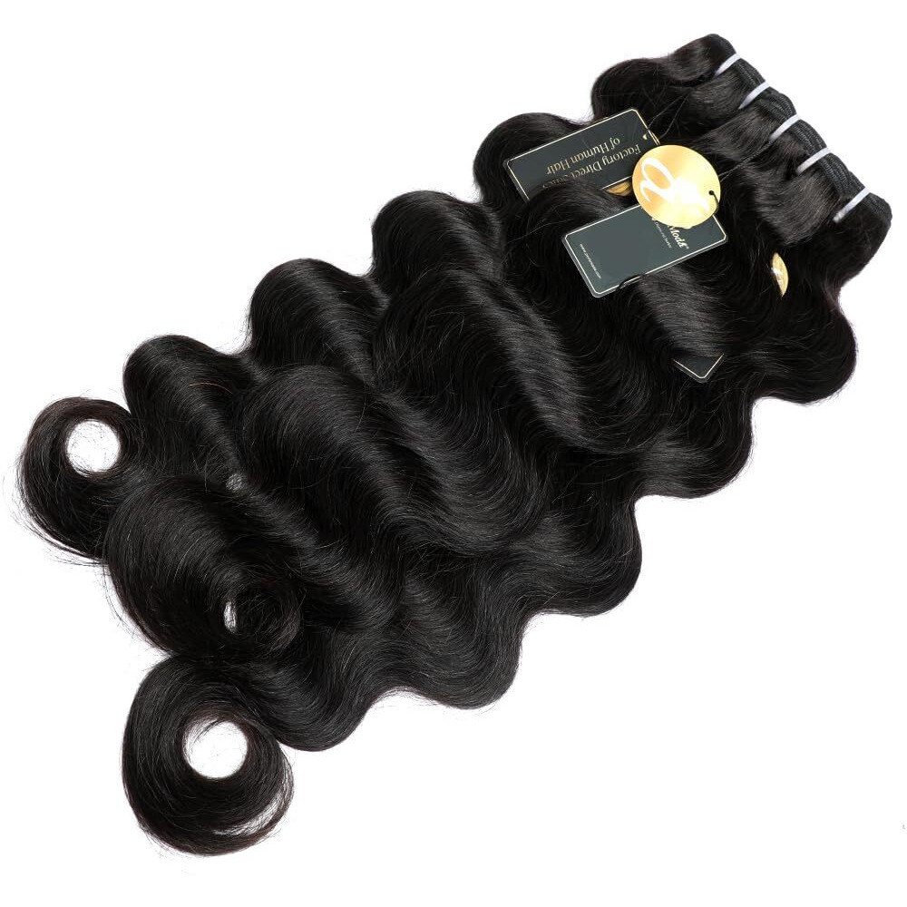 Perismoda Body Wave Human Hair Bundles 15A Raw Human Hair Bundles 100% Unprocessed Brazilian Virgin Human Hair Extensions 30 Inch Quick Weave Hair Extensions Natural Color