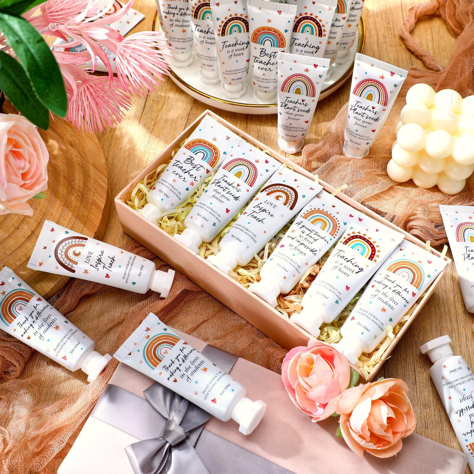 Dansib 36 Pcs Teacher Appreciation Hand Cream Gifts Boho Rainbow 2025 Back To School Thank You Teacher Gifts For Women Travel Size Hand Lotion Cream Christmas Moisturizing