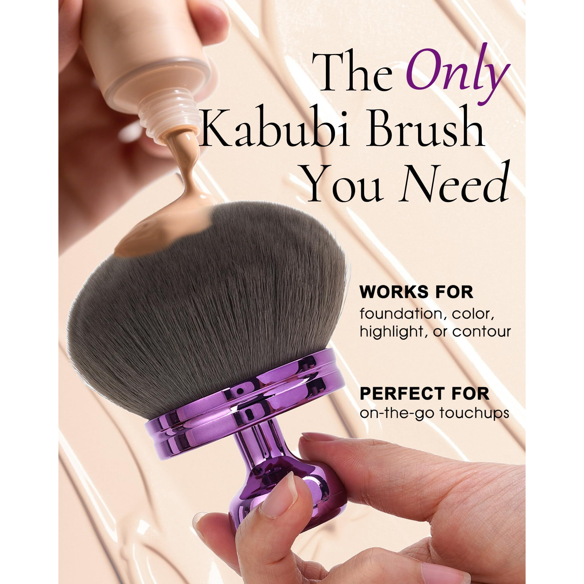 Upgraded Blend & Blur Body Makeup Brush For Self Tanner Tanning Lotion Sunscreen Applicator For Back Leg Makeup, Kabuki Foundation Brush For Liquid Beauty Supreme Cream Bronzer Brush For Face, Violet