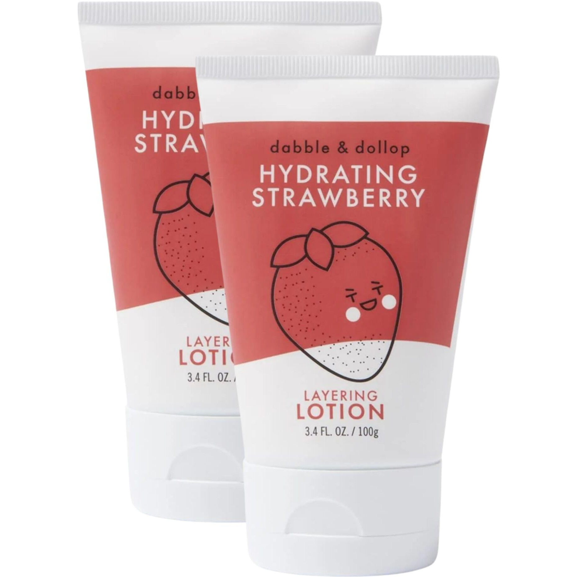 Dabble & Dollop Strawberry Lotion, Layering Lotion, Hydrating Scented Lotions For Kids, All-Natural, Usa Made, Dermatologist Tested, Vegan & Cruelty-Free (3.4Oz, Pack Of 2)