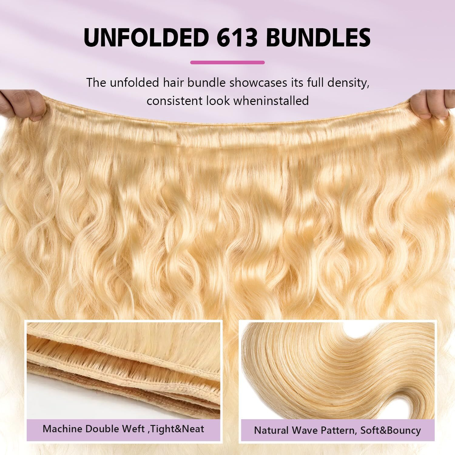 613 Bundles Human Hair Body Wave Single Bundle 32 Inch Blonde Human Hair Bundles 12A Grade 100% Unprocessed Brazilian Virgin Hair Weave Body Wave 100G Machine Double Weft