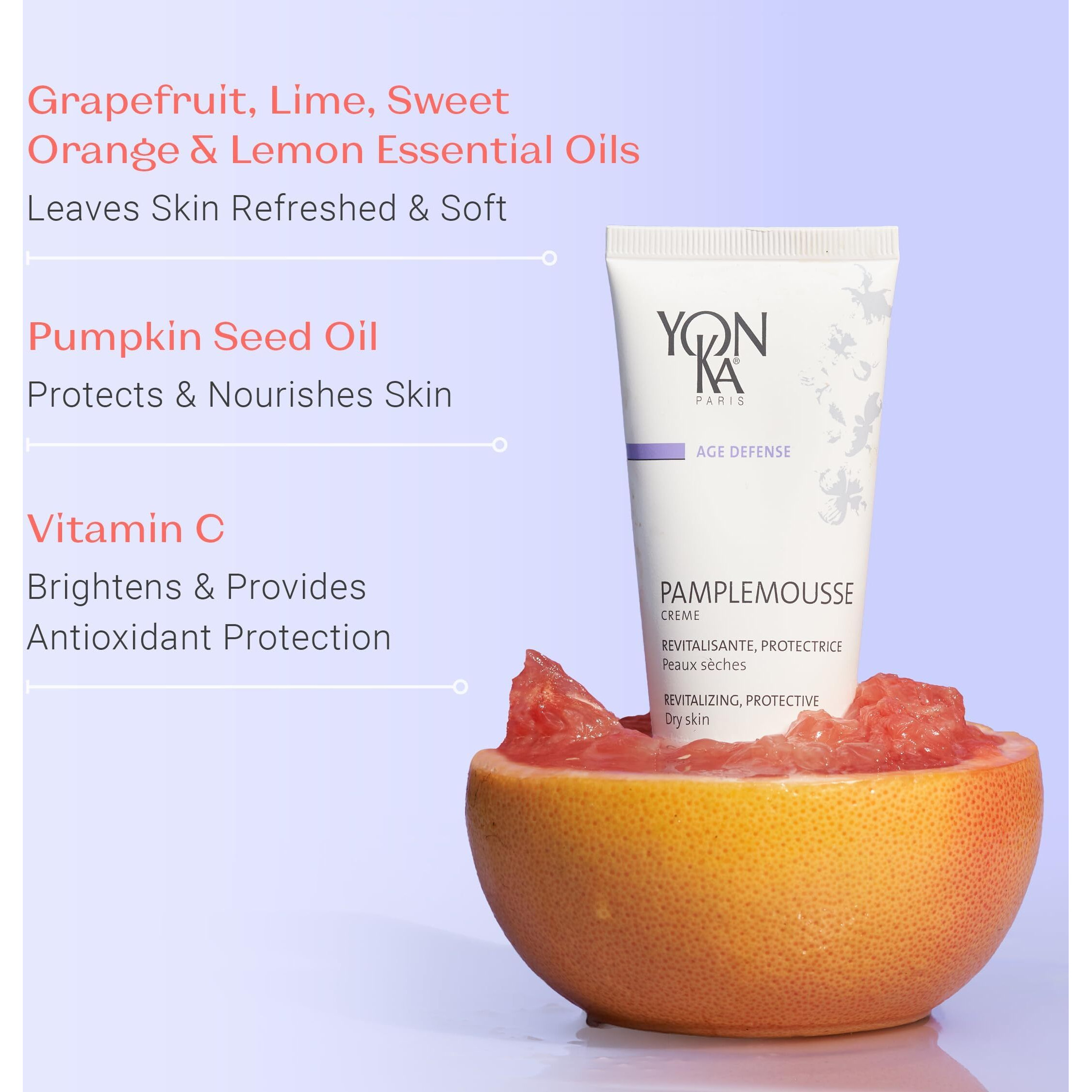 Yonka Pamplemousse Ps Face Cream (Dry Skin, 50Ml) Daily Hydrating Face Moisturizer For Dry Skin, Lightweight Lotion With Vitamin C, Paraben-Free