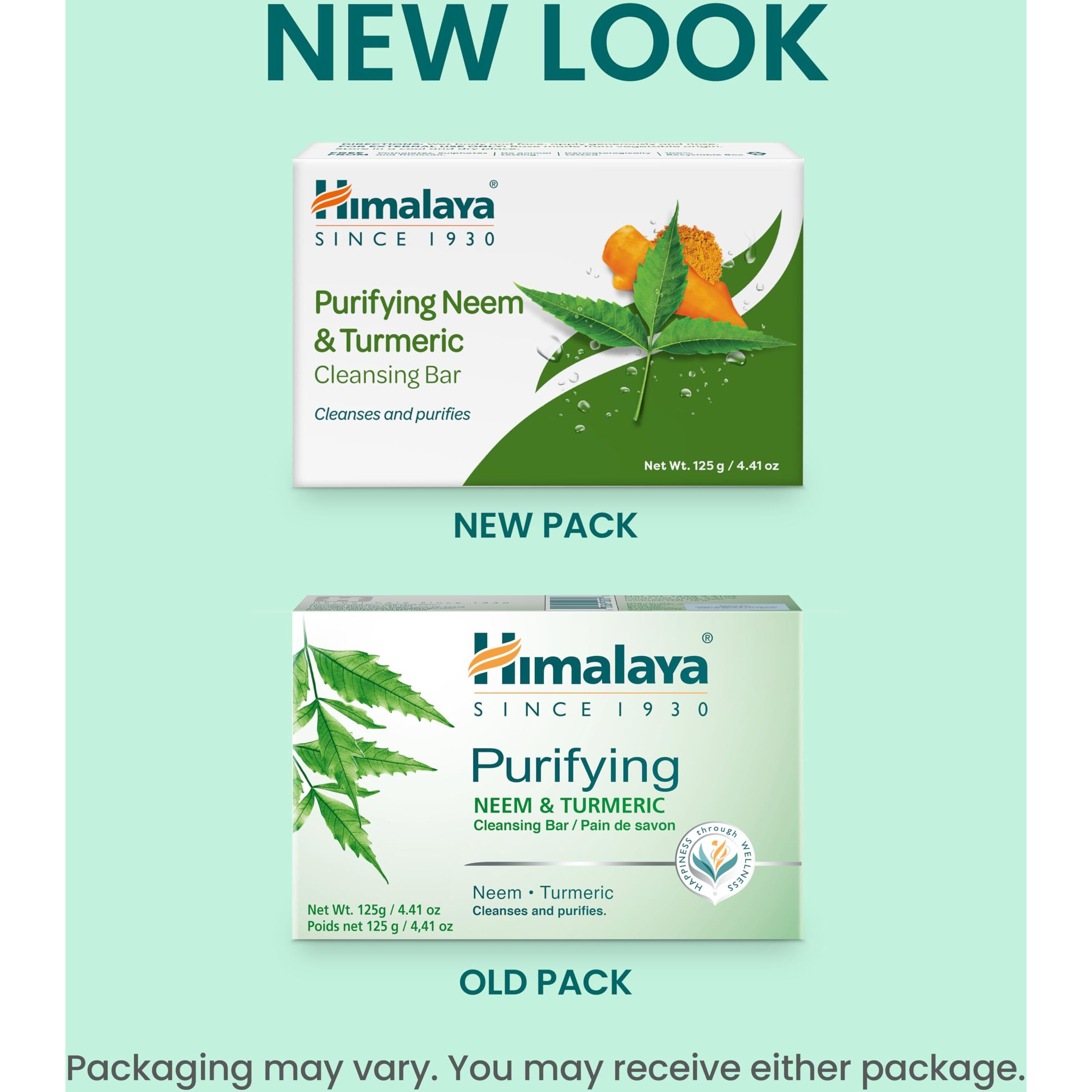 Himalaya Purifying Neem & Turmeric Cleansing Bar, Face And Body Soap For Soft And Clear Skin, 4.41 Oz, 12 Pack