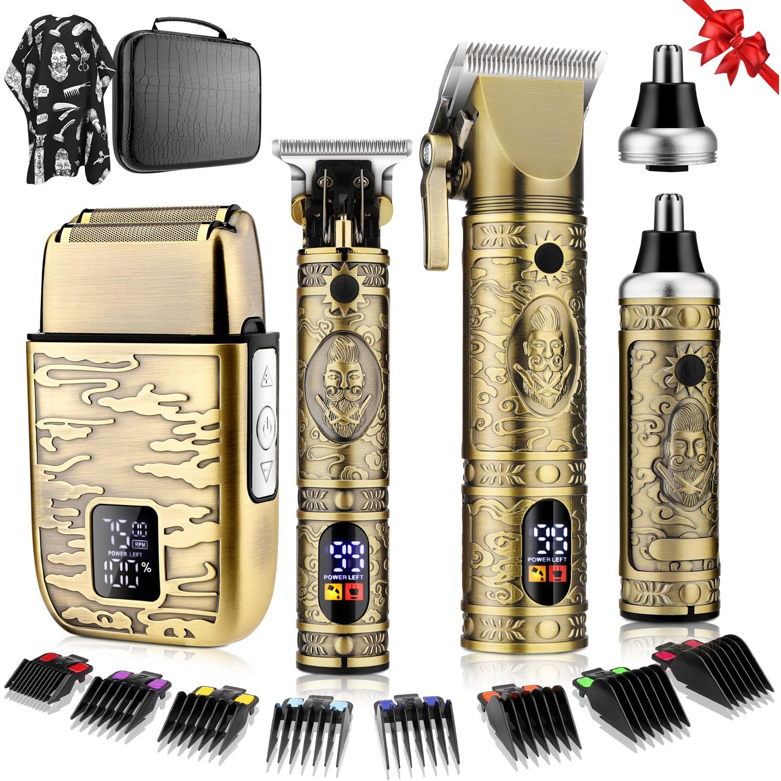 Qreeyx Hair Clippers For Man T-Blade Trimmer Nose Hair Trimmer Electric Shaver Set, Professional Metal Body Barber Clippers Set For Haircut, Mens Grooming Kit With Lcd Display, Ideal Gift For Him