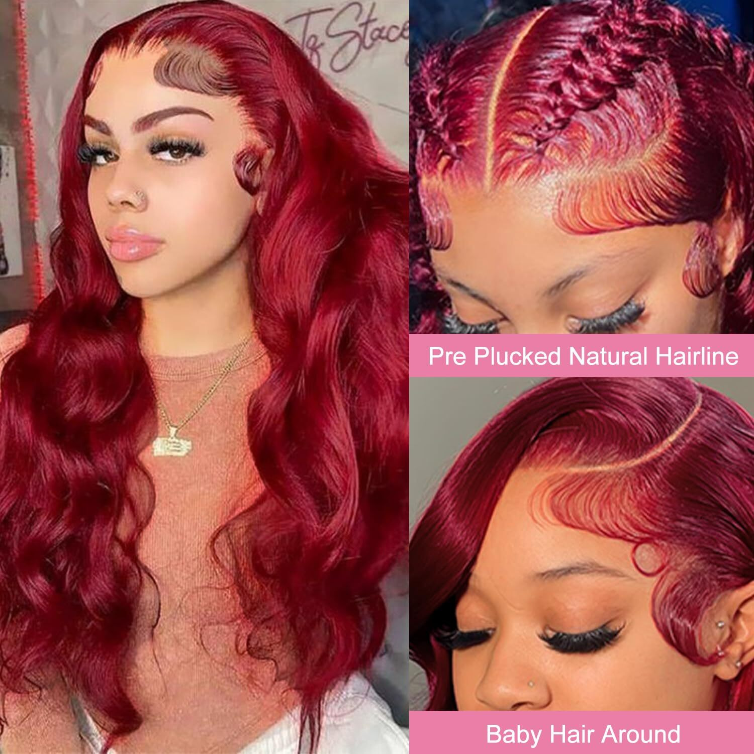 Oovvda 26 Inch 99J Burgundy 13X4 Hd Transparent Lace Body Wave Lace Front Wigs Human Hair Pre Plucked 200% Density Lace Frontal Human Hair Wigs For Women