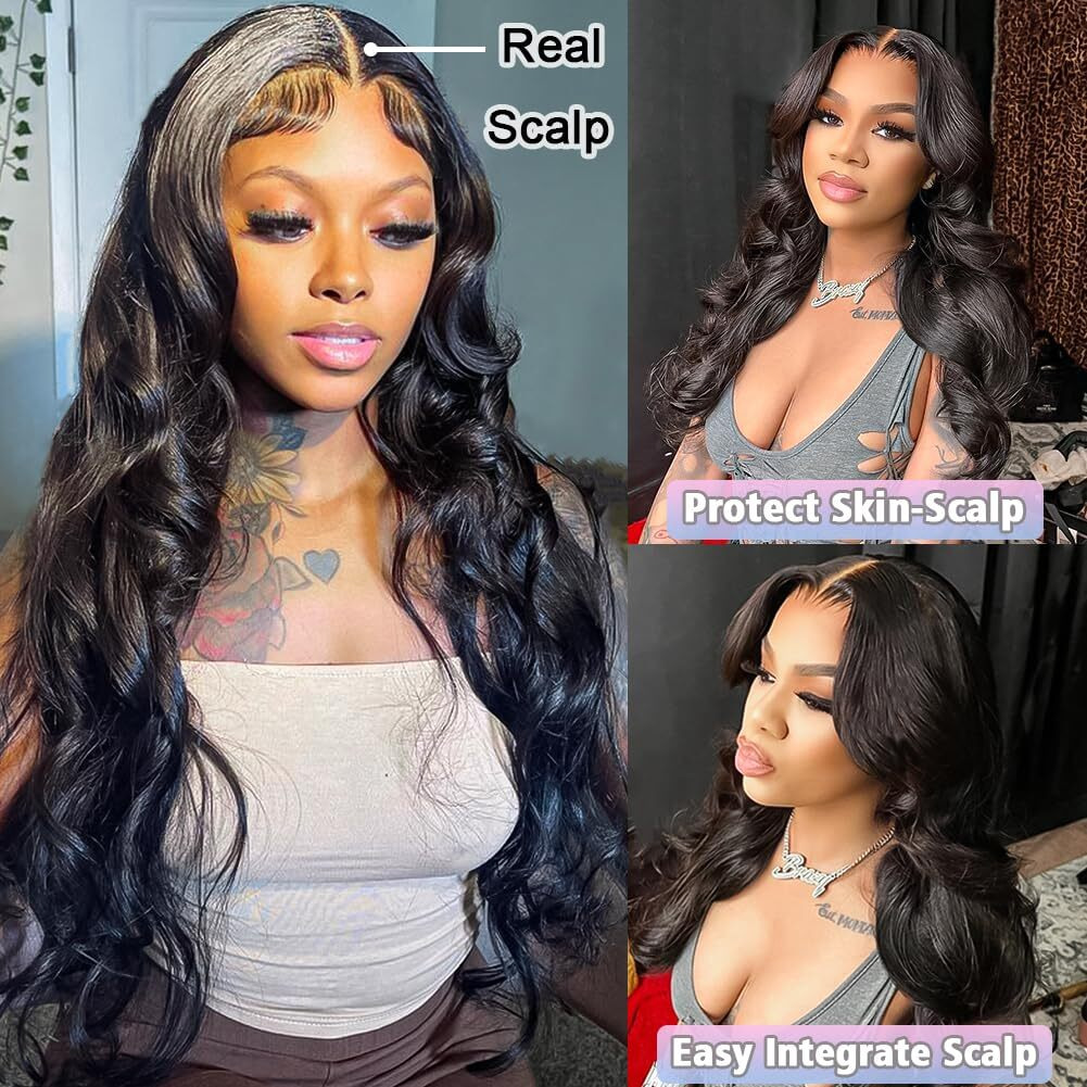 Ragmzze V Part Wig Human Hair Body Wave Upgrade U Part Glueless Wigs Human Hair Pre Plucked Pre Cut For Black Women 180% Density 4X4X1 Inch Middle Net Clip In Half Wig Natural Black 34 Inch