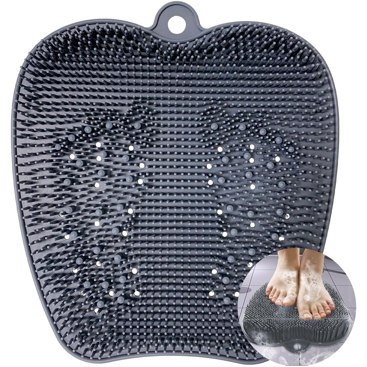 Luckyiren Extra Thicker & Larger Foot Scrubber Mat For Shower, Silicone Back Body Exfoliator Massager Cleaner Washer With Non Slip Suction Cup, Exfoliating Scrub Brush Pad For Women Men Elderly