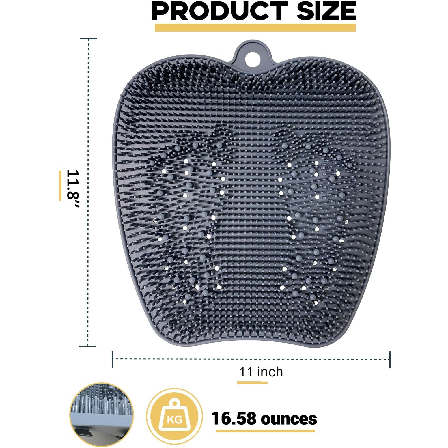 Luckyiren Extra Thicker & Larger Foot Scrubber Mat For Shower, Silicone Back Body Exfoliator Massager Cleaner Washer With Non Slip Suction Cup, Exfoliating Scrub Brush Pad For Women Men Elderly