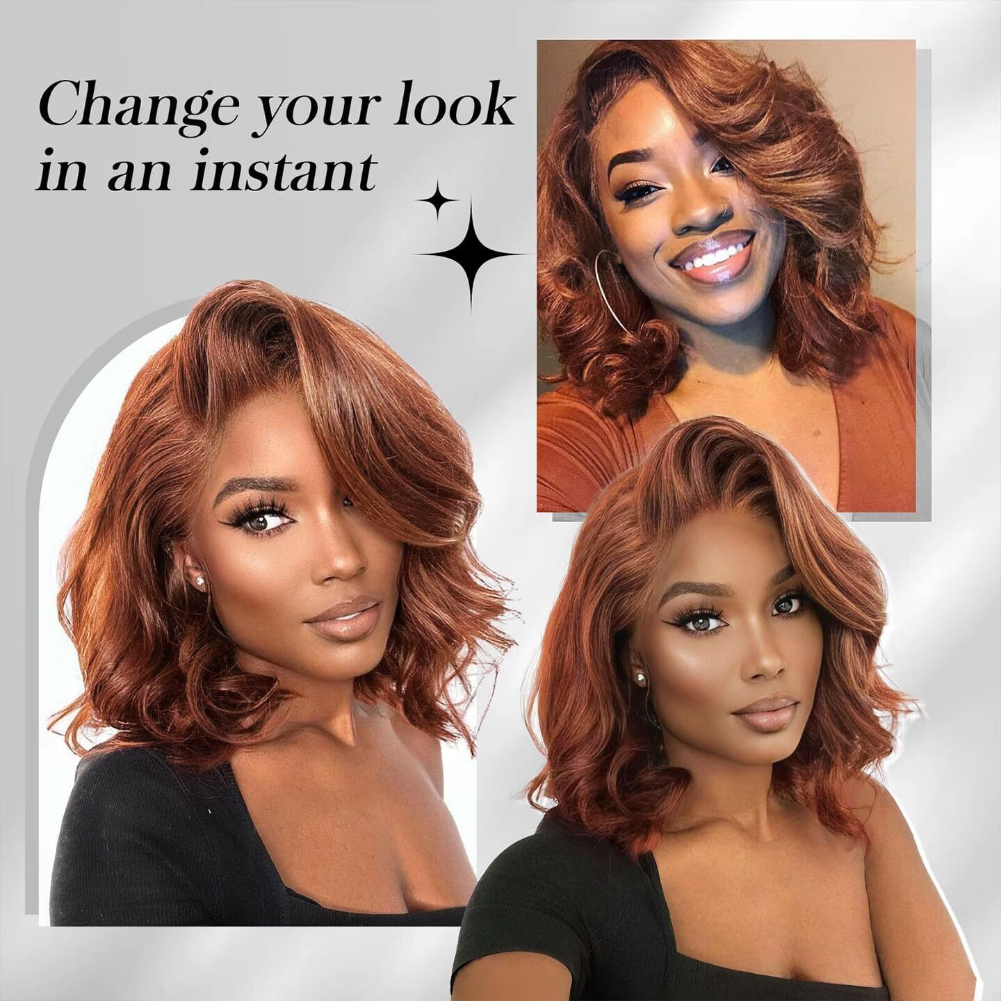 Dolly Pretty Chocolate Brown Lace Front Bob Wig 10Inch 13X6 Body Wave Lace Front Wigs Human Hair 200 Density Pre Plucked 4 Colored Wigs