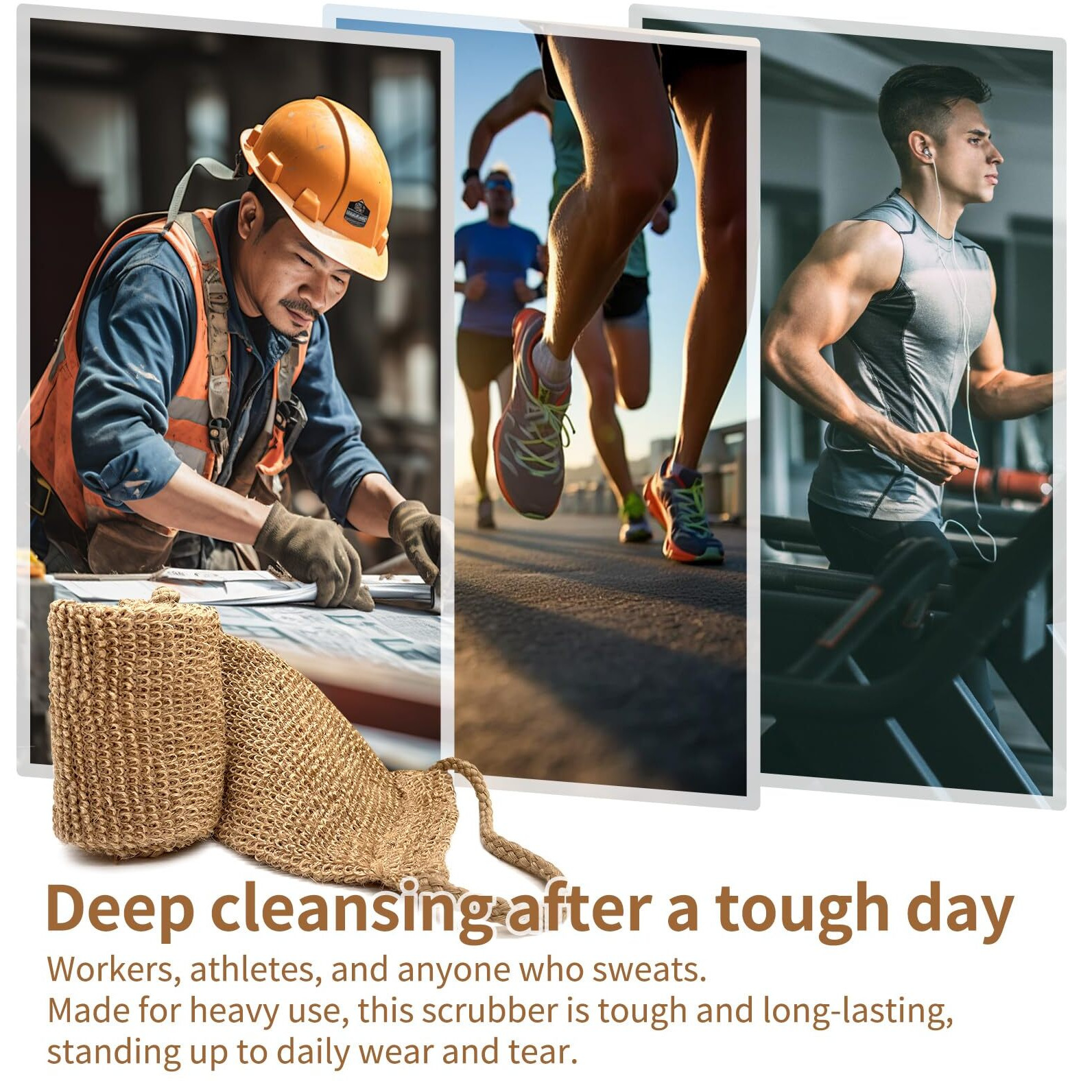 Extra Rough Exfoliating Back Scrubber,Natural Body Exfoliator For Workers Athletes And Men.Hygienic Loofah For Long Durable Daily Deep Cleansing