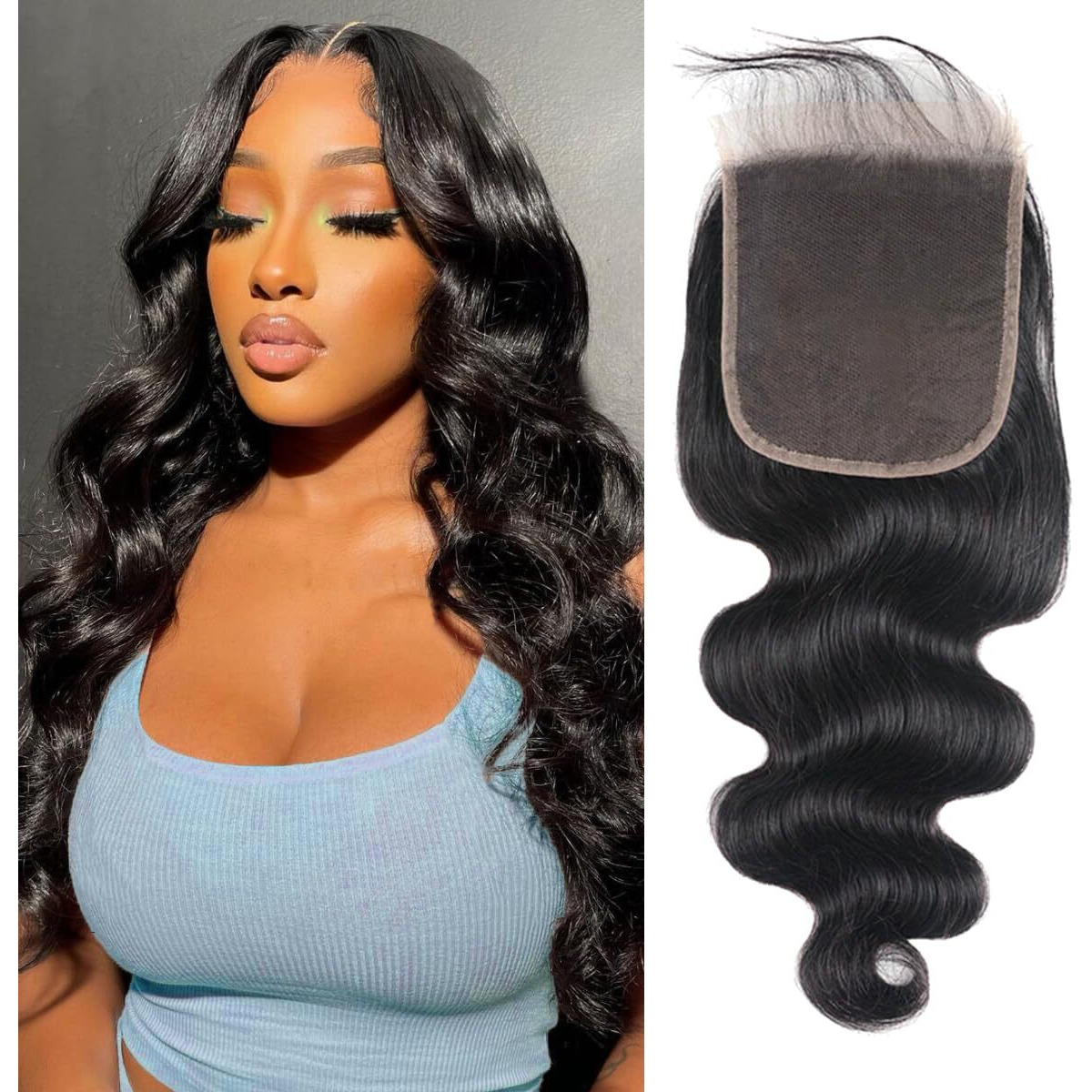 5X5 Hd Lace Closure Human Hair Body Wave Closure 10 Inch Hd Lace Closure Free Part 100% Human Hair Extensions For Black Women Pre Plucked With Baby Hair Natural Color