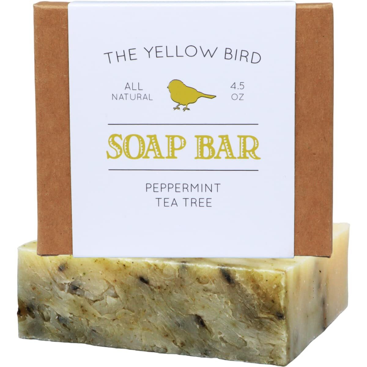 The Yellow Bird Peppermint Tea Tree Soap Bar. Made In Usa With All Natural & Organic Ingredients. Pure Essential Oils. Sensitive Skin Body & Face Soap.