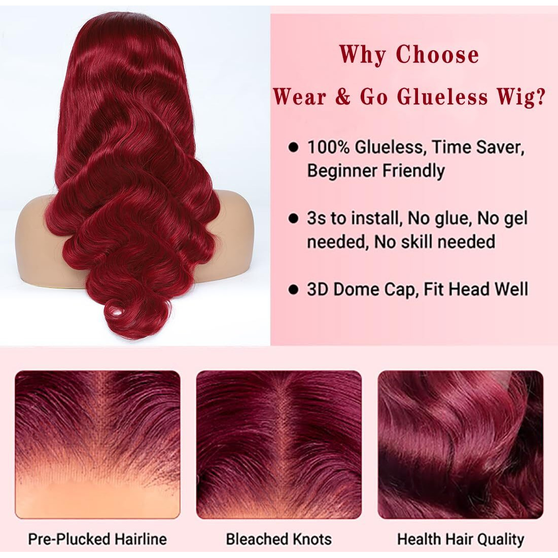 Glueless Wigs Human Hair Pre Plucked Pre Cut For Beginner 99J Burgundy Lace Front Wigs Human Hair For Black Women Glueless 5X5 Hd Body Wave Lace Closure Wigs Wear And Go Glueless Wig 32 Inch