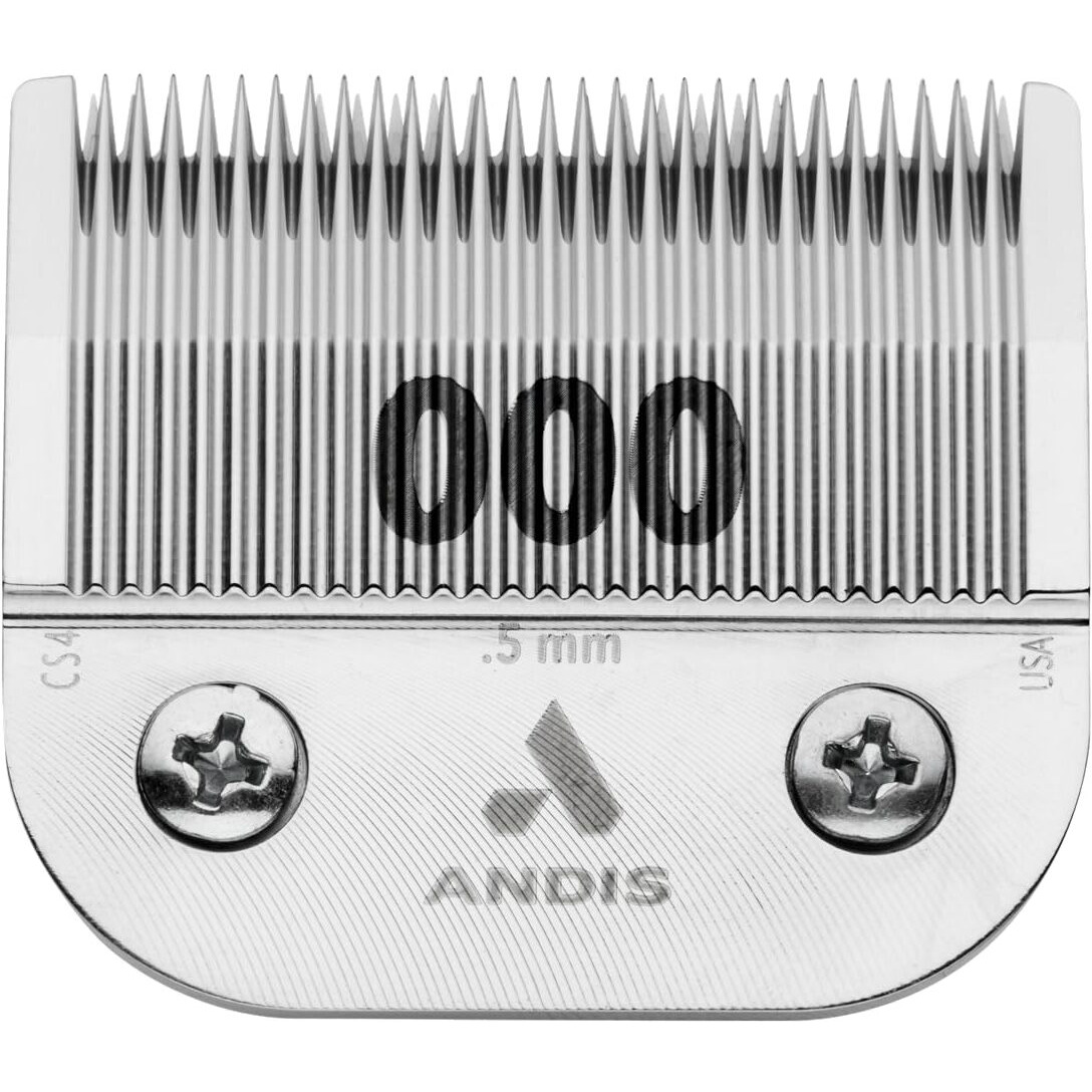 Andis - 64480, Ceramic Edge Carbon-Infused Detachable 0.5Mm Clipper Blade - Close Cutting, Body Grooming Blades - Compatible With Most Andis, Oster A5, Series Clipper - Size 1/50"" Cut Length, Chrome