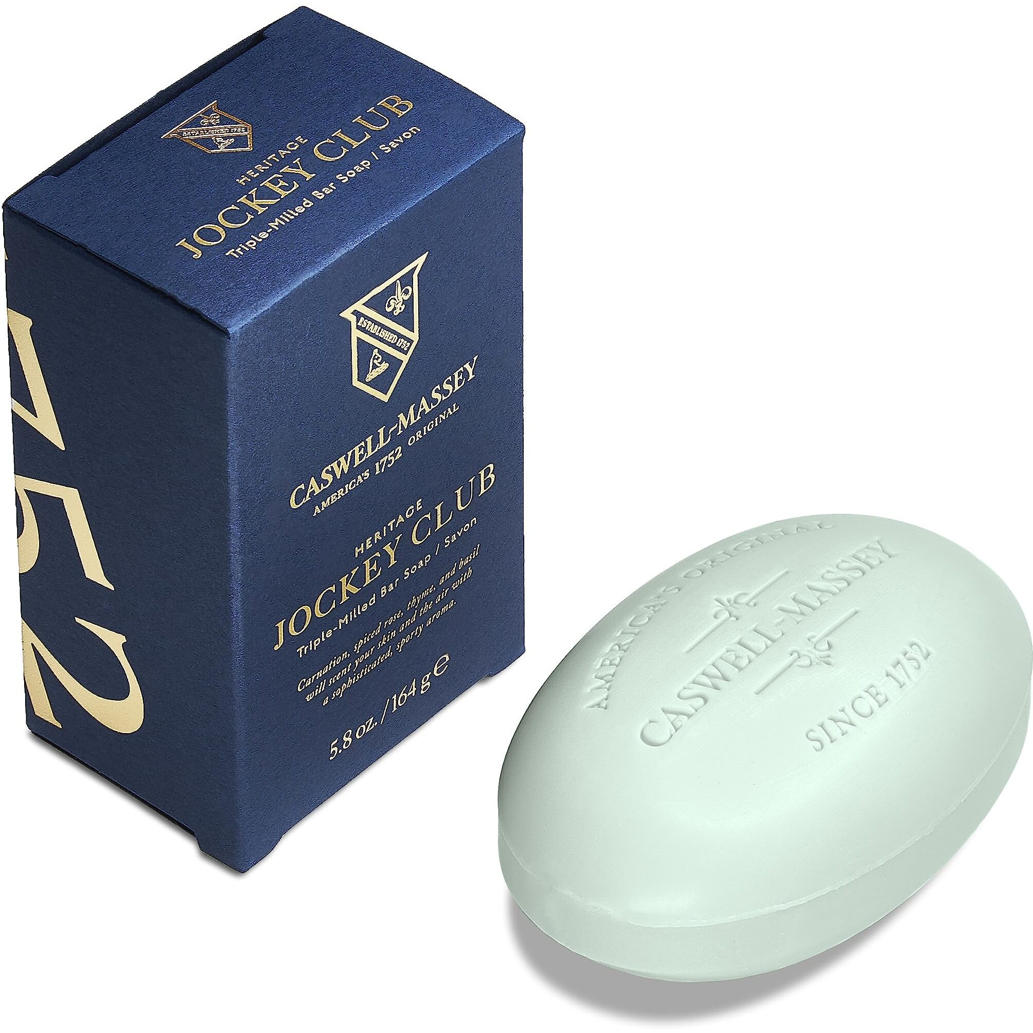 Caswell-Massey Jockey Club Natural Bar Soap For Men, Moisturizing Body Soap Bar For All Skin Types, Made With Essential Oils & Plant-Based Formula For Soft Skin, Made In Usa, 5.8 Oz