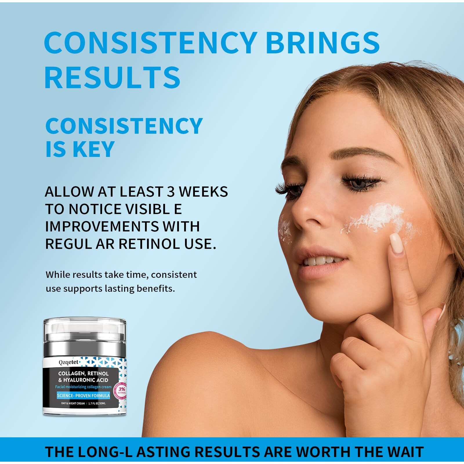Face Cream Collagen, Retinol & Hyaluronic Acid Cream, 1.7 Fl.Oz Anti-Aging Facial Moisturizer, Daily Moisturizer Face Lotion For All Skin Tapes, Women And Men
