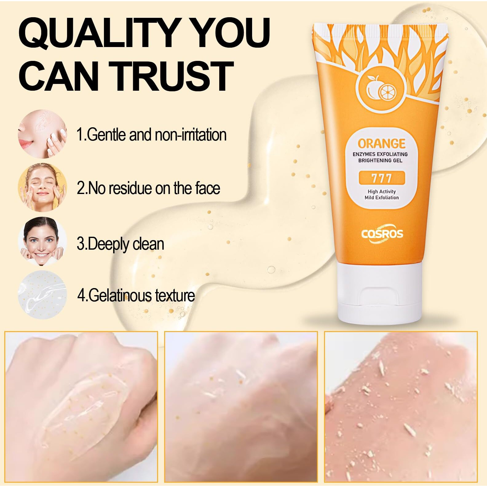 Brouyoue Orange Exfoliating Gel Scrub For Face And Body Skin, Deep Cleansing Moisturizing Skin Orange Peeling Gel, Natural Orange Exfoliating Gel For All Types Skin (1Pc)