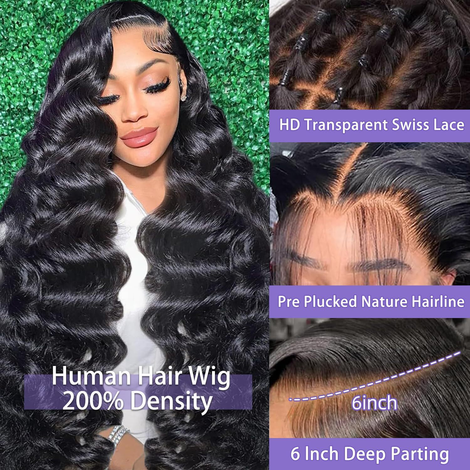 Brofoe 13X6 Lace Front Wigs Human Hair 200 Density Body Wave Hd Lace Front Wigs Human Hair Pre Plucked Natural Color Glueless Wigs For Women 22 Inch