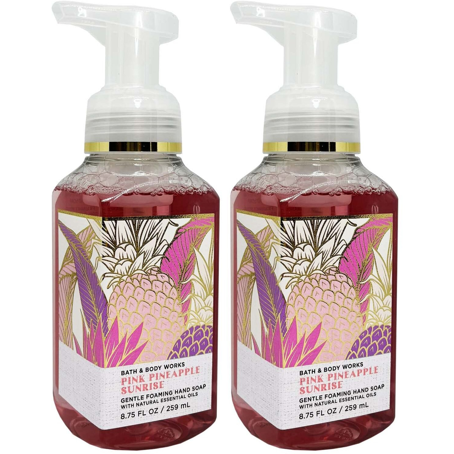 Bath & Body Works Pink Pineapple Sunrise Gentle Foaming Hand Soap 8.75 Ounce 2-Pack (Pink Pineapple Sunrise)