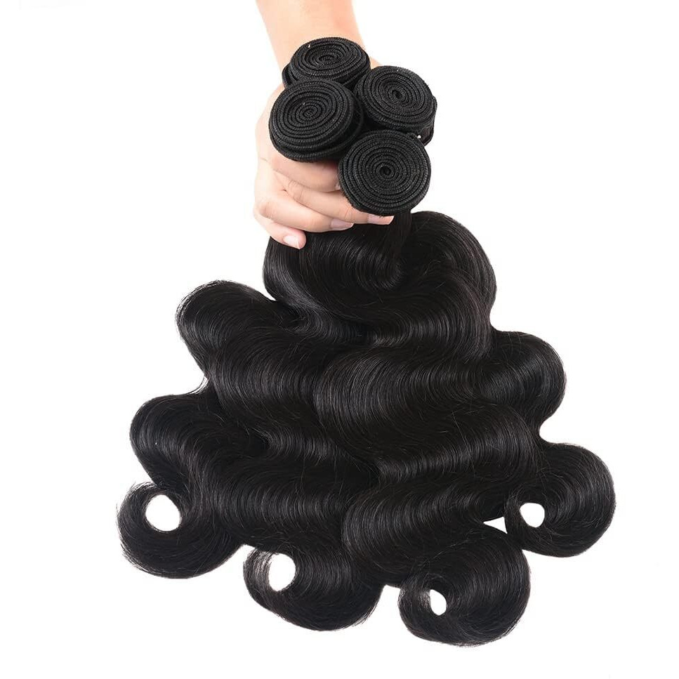 Aomllute 12A Body Wave Human Hair Bundles 24 26 28 Inch 3 Bundles Human Hair Body Wave Bundles 100% Unprocessed Raw Brazilian Virgin Weave Bundles Human Hair Natural Black Color