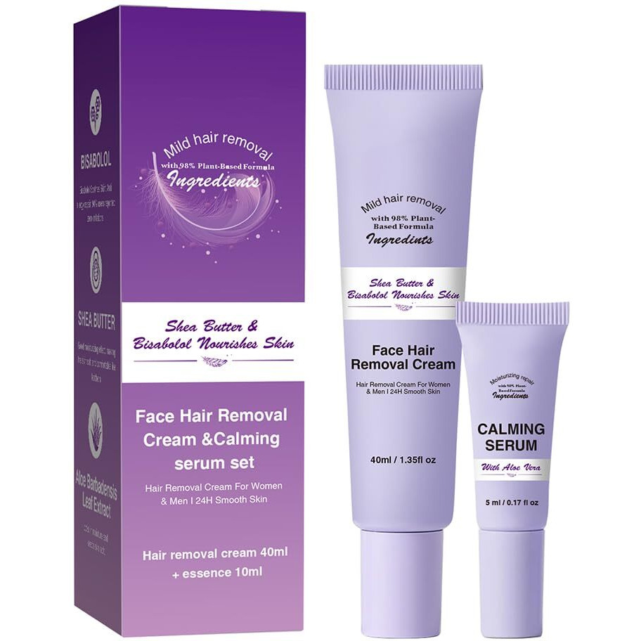 Facial Hair Removal Cream, Hair Removal Creams Kit, Gentle Painless Hair Removals, Calming Serum, Body & Face Hair Removers Cream For Women