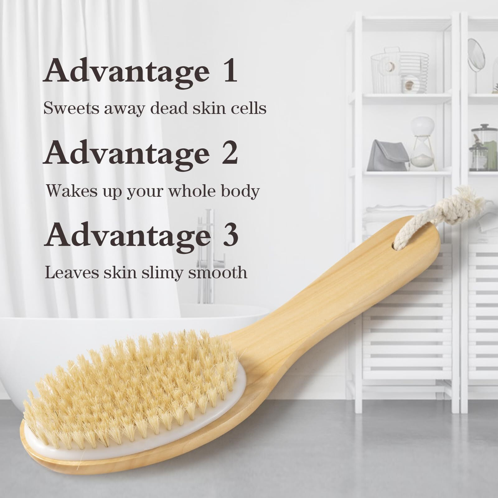 Bamboo Curved Long Handle Dry Brushes, Dry Body Brush For Dry Skin, Blood Circulation, Cellulite Treatment,Wet And Dry Brush Suitable For All Kinds Of Skin With Soft And Stiff Bristles