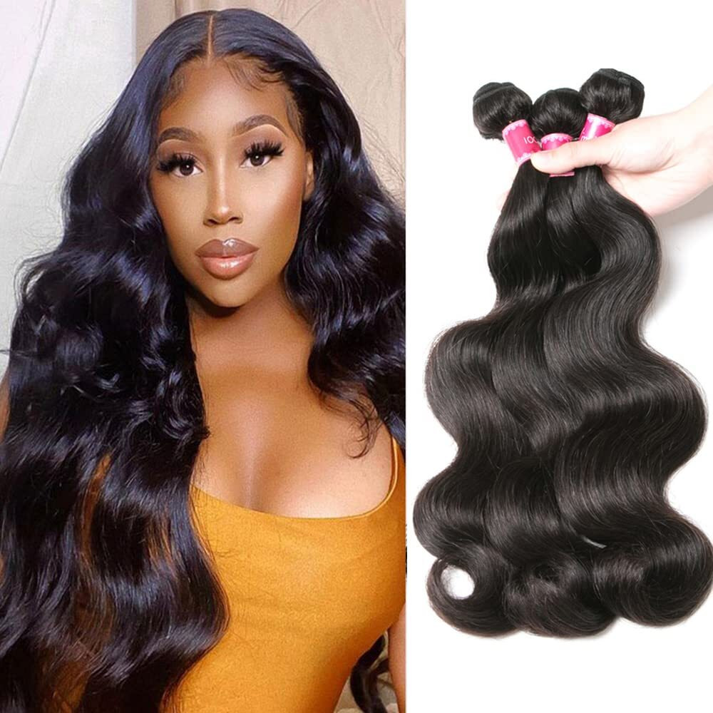 Yisea Body Wave Bundles Human Hair (18 16 14 Inches) 12A 100% Unprocessedbrazilian Virgin Human Hair Body Wave 3 Bundles Natural Color Weave Extensions