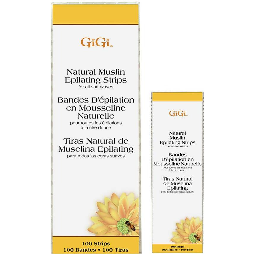 Gigi Muslin Epilating Waxing Strips - Wax Strips For Hair Removal, Hair Wax Strip For Women's Face, Body, Bikini & Leg, 100 Ct, Pack Of 2