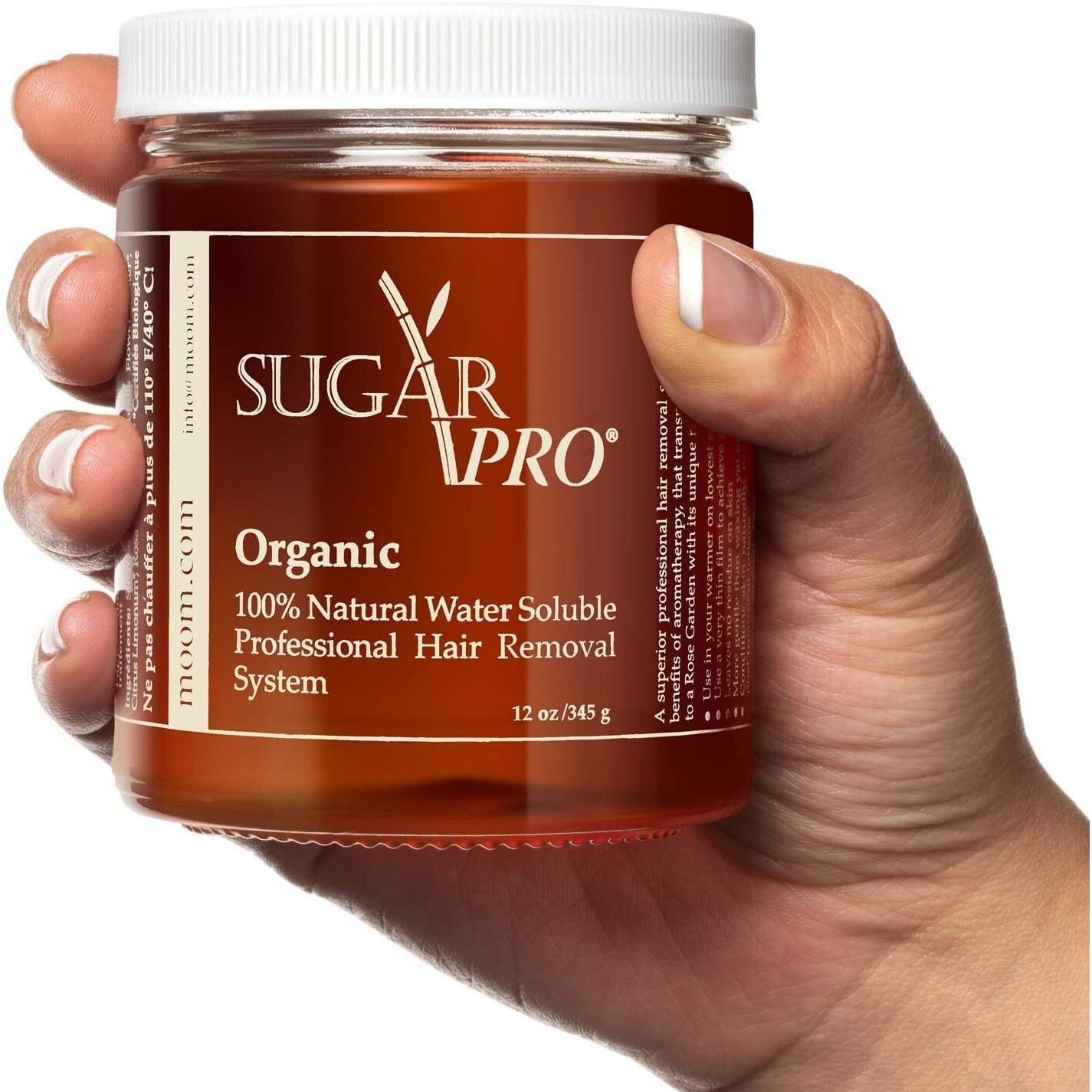 Moom Sugar Pro - Organic Sugar Wax Hair Removal, Personal & Professional For Men & Women, Body, Armpit, Face, Bikini Leg 100% Natural & Washable Sugaring Wax 12 Oz (Strips/Sticks Not Included)
