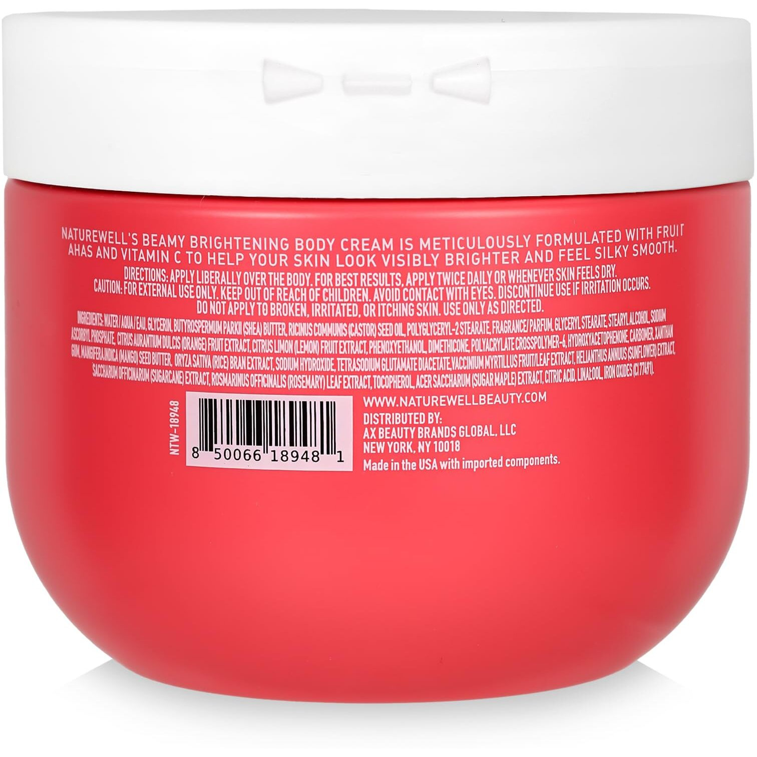 Nature Well Beamy Brightening Body Cream, Lightweight & Quick-Absorbing Formula To Help Improve Tone & Texture, Scented With Black Currant, Jasmine & Vanilla Woods,12 Oz