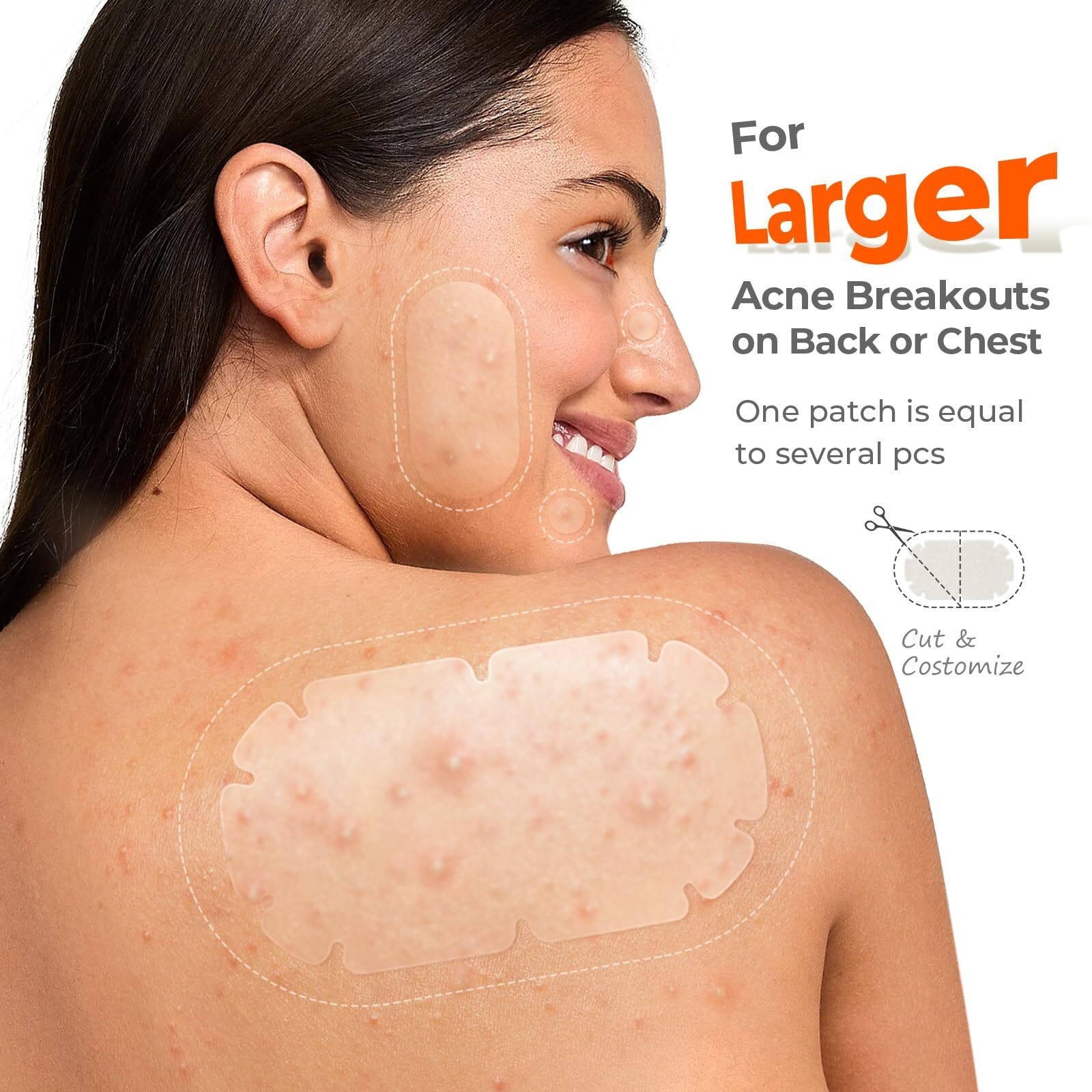Tktk Xxl Pimple Patches For Body, Large Hydrocolloid Acne Patches, 5 Sizes Big Hydrocolloid Bandages For Back, Chest, Shoulders Zit Breakouts, Blemish Patches For Face (Oval, Dot 260 Count)