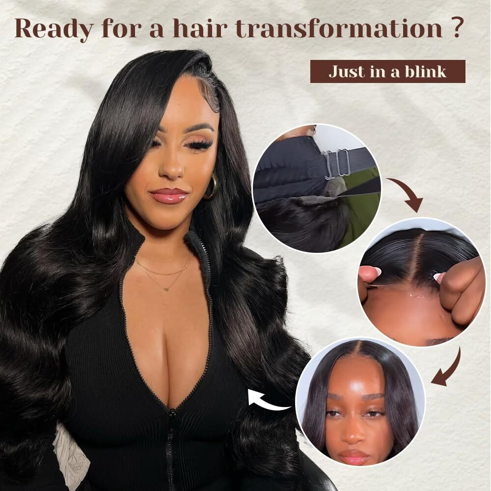 Mugohk Glueless Wigs Human Hair Pre Plucked Pre Cut 22 Inch 9X6 Wear And Go Body Wave Hd Lace Front Wig Bleached Knots Pre Everything Ready To Wear Closure Wig 200 Density For Women