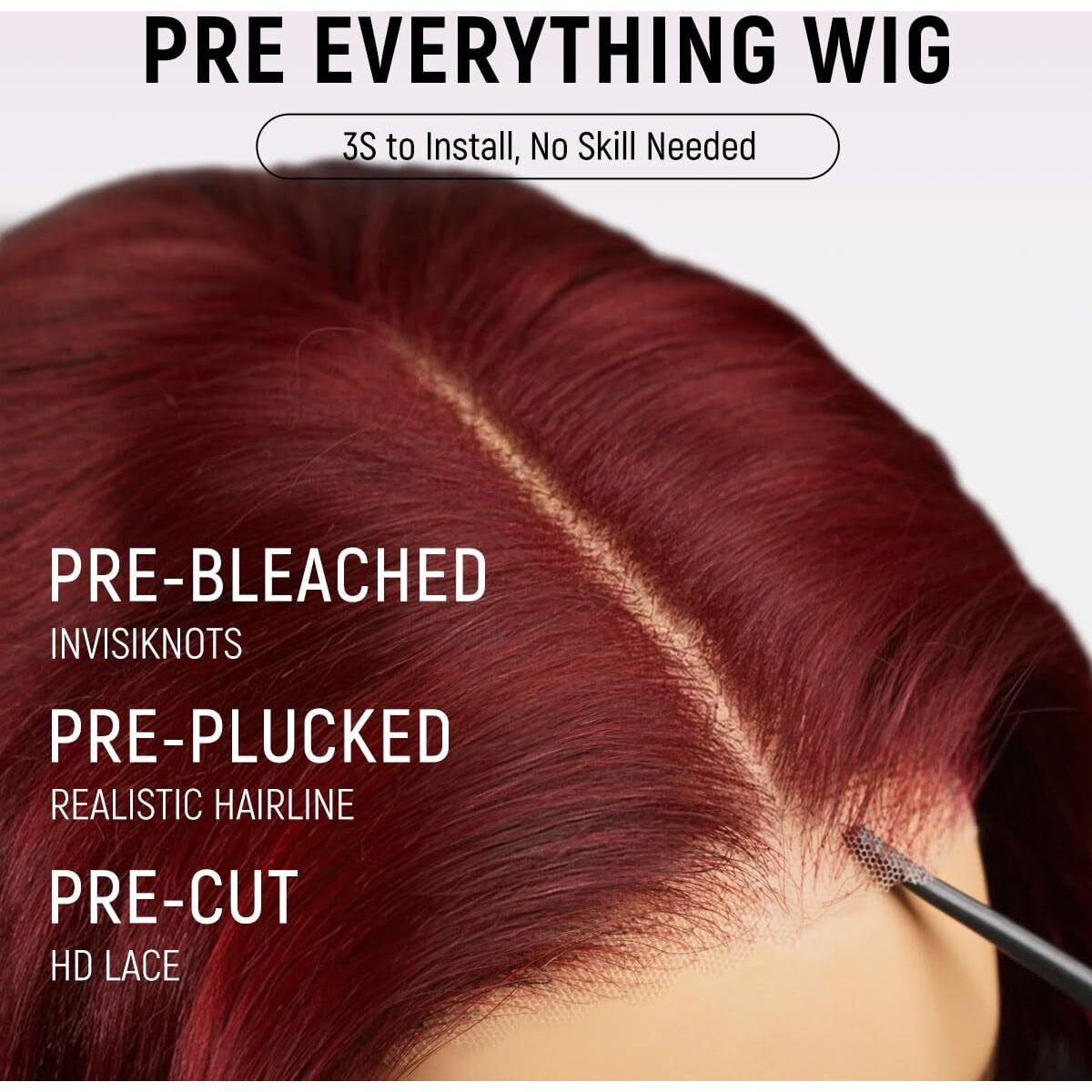 Mscoco Burgundy Wear And Go Glueless Wigs Human Hair Pre Plucked Pre Cut 6  5 Loose Body Wave Hd Lace Closure Wigs Human Hair For Black Women Pre Bleached Knots 180% Density 16Inch 99J