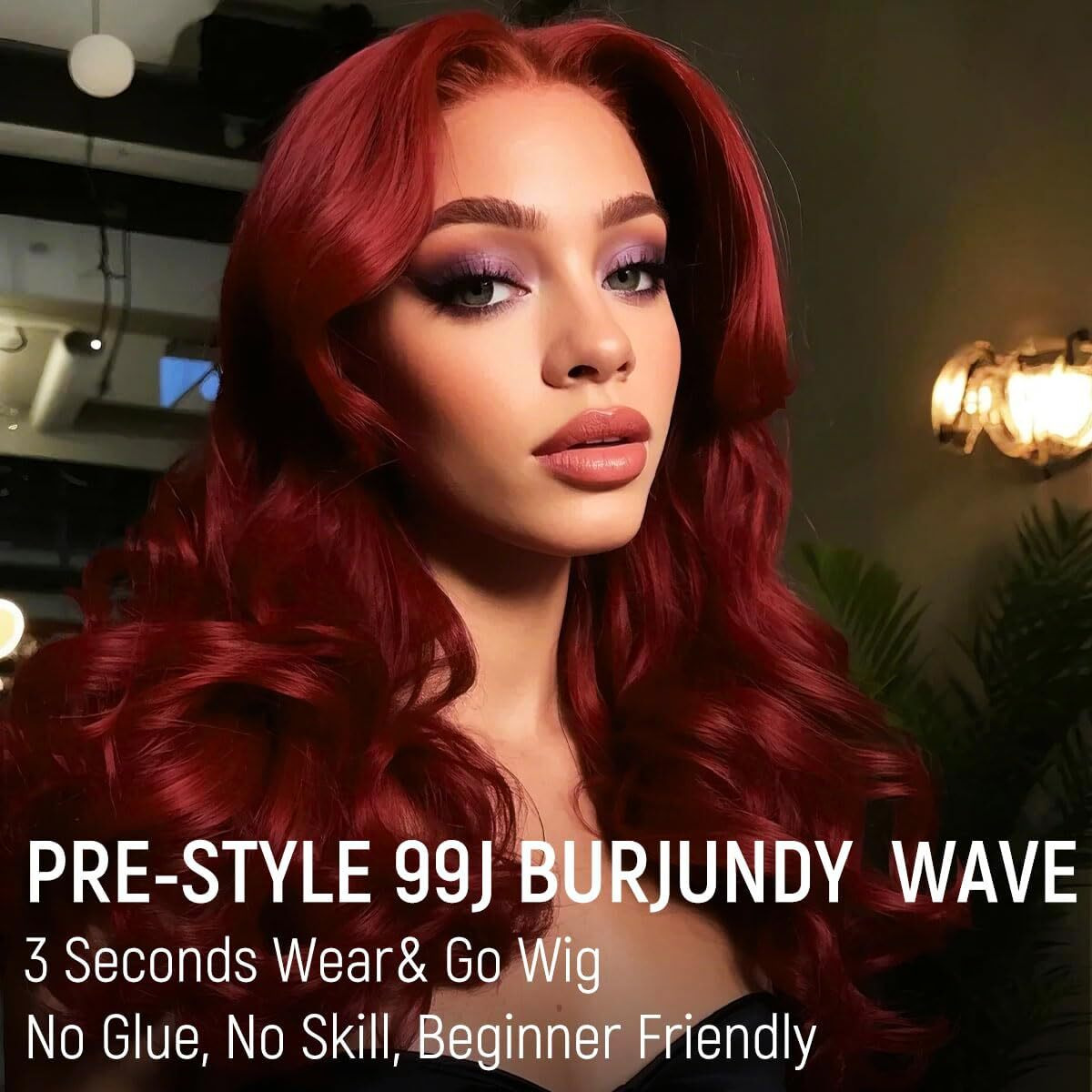 Mscoco Burgundy Wear And Go Glueless Wigs Human Hair Pre Plucked Pre Cut 6  5 Loose Body Wave Hd Lace Closure Wigs Human Hair For Black Women Pre Bleached Knots 180% Density 16Inch 99J