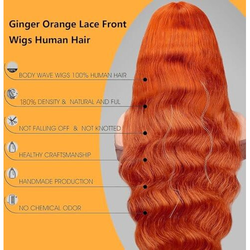 Dliliboon Wear And Go Orange Colored 9X6 Glueless Lace Wigs Human Hair Pre Cut For Beginners Ginger Body Wave Lace Front Wigs Human Hair For Women Hd Lace Closure Colored Glueless Wig