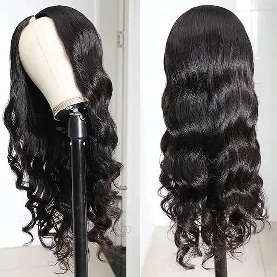 Xagujpo Glueless V Part Wig Human Hair Body Wave For Black Women Upgrade U Part Human Hair Wig 100% Beginner Friendly No Sew In No Glue 180% Density Natural Color (18 Inch)