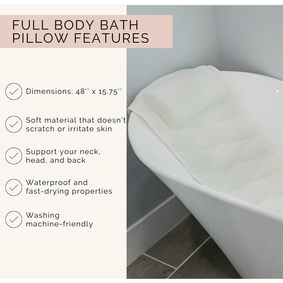 Our Full Body Bath Pillow - Ideal Bathtub Accessory For Relaxing Bath Gifts For Women