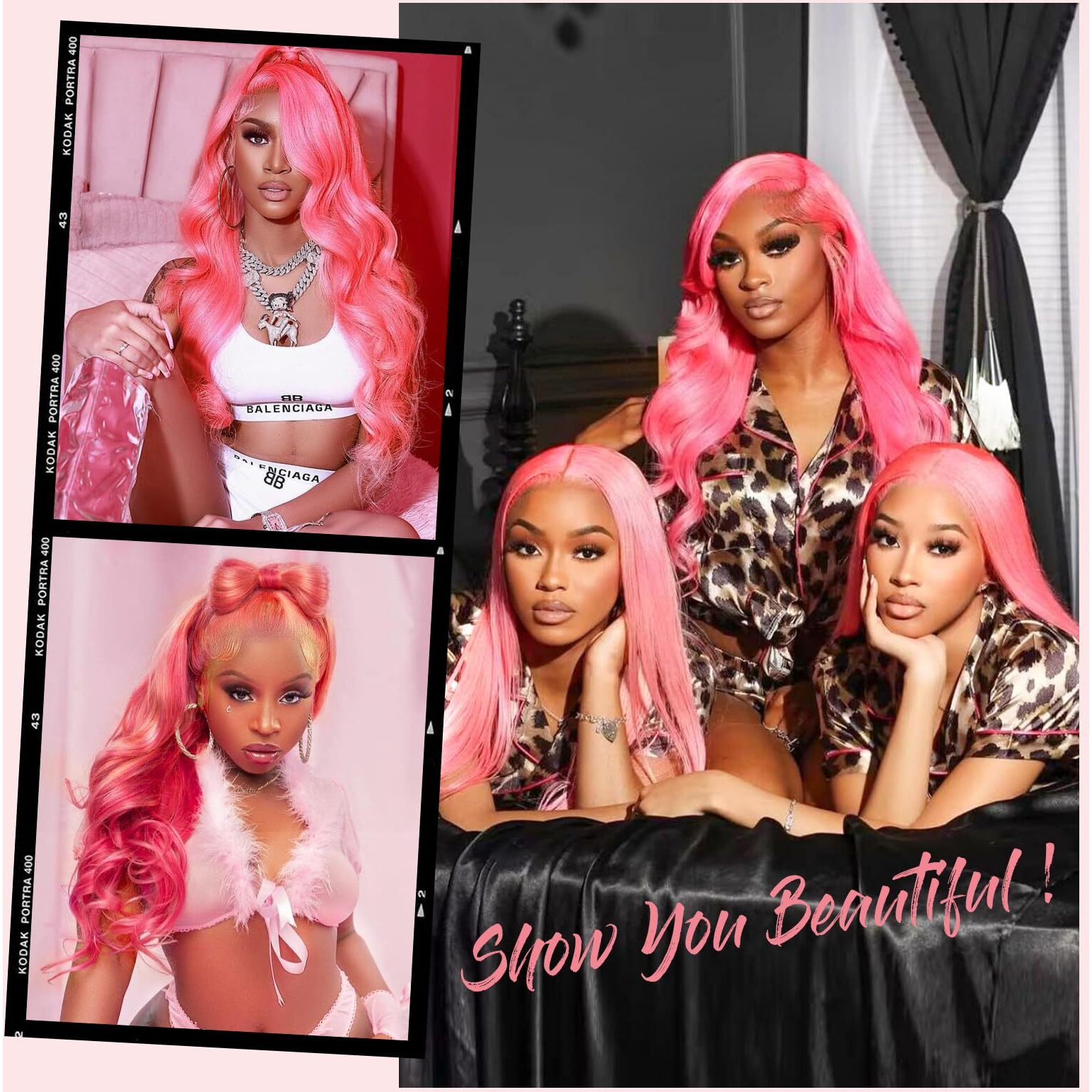 Aay Pink Wig Human Hair 13X4 Hd Lace Front Wigs Human Hair Pre Plucked Body Wave Wig Human Hair Colored 200 Density Lace Frontal Glueless Wigs Human Hair For Women 24 Inch