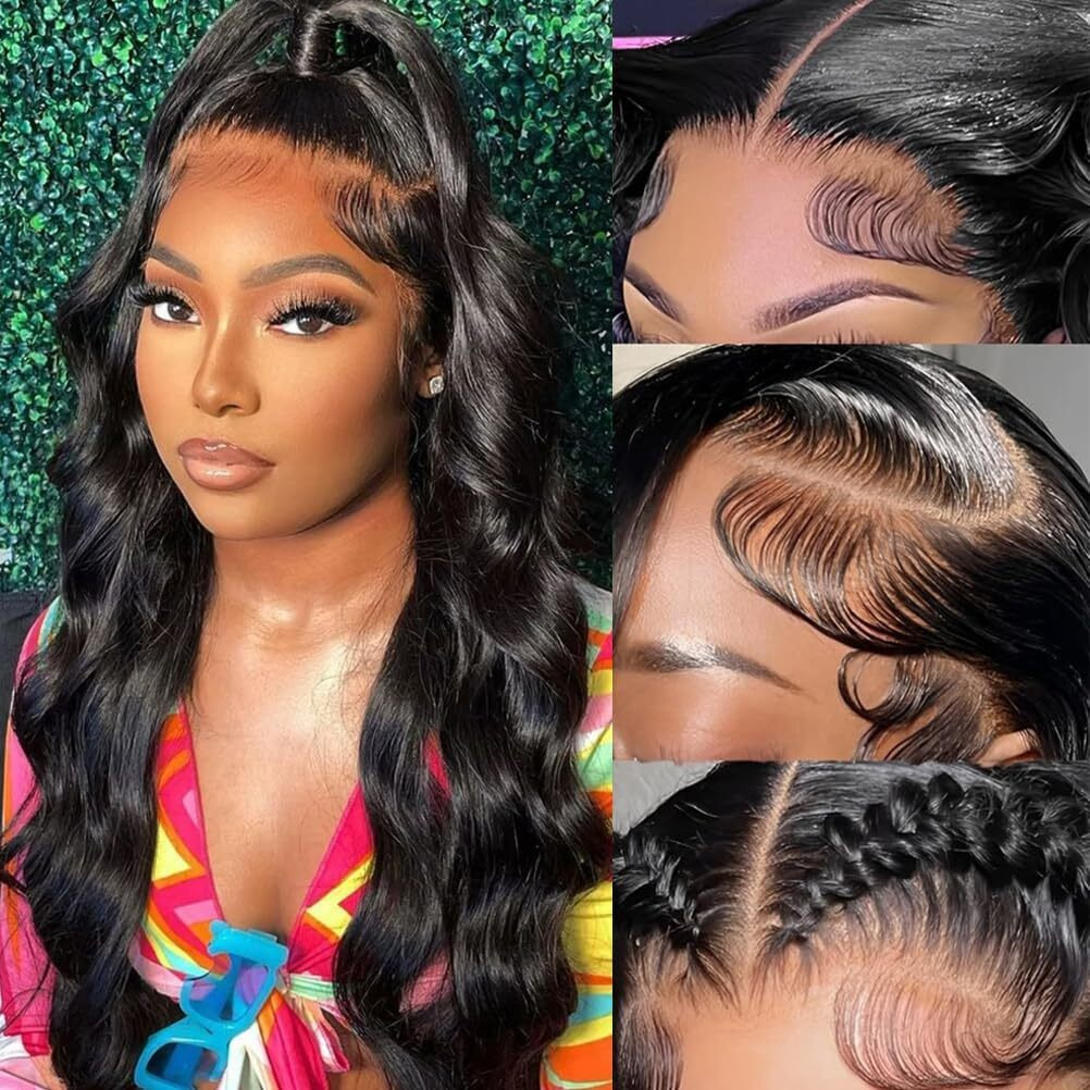 30Inch Body Wave Lace Front Wigs Human Hair 13X6 Hd Lace Frontal Wigs Human Hair Pre Plucked Wig For Women Natural Black Wig 180 Density