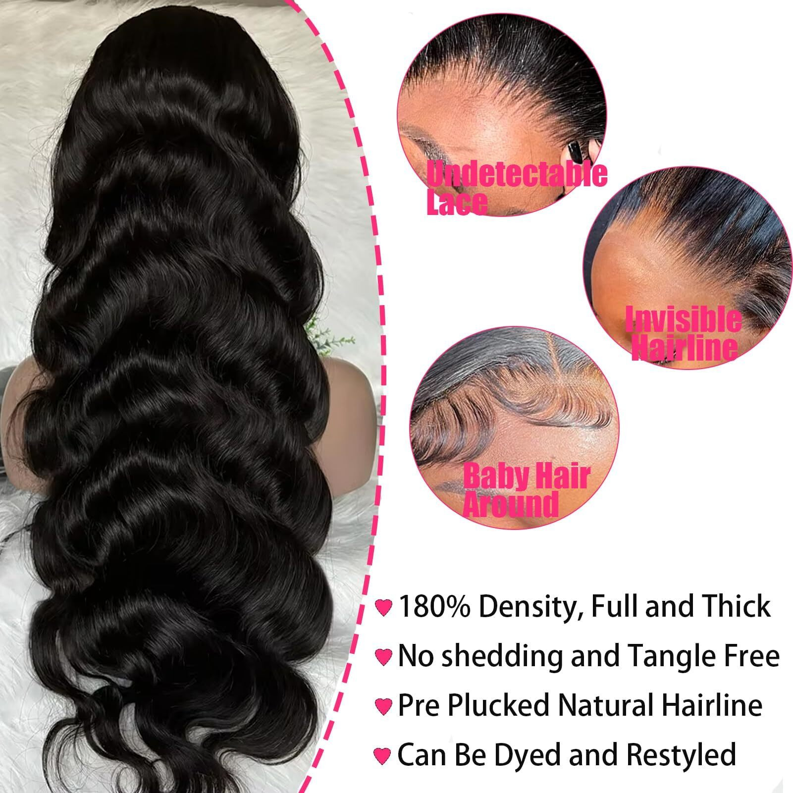 Vrbest Body Wave Glueless Wear And Go Wigs Human Hair Pre Cut Preplucked 5X5 Hd Lace Closure Wigs Human Hair 180 Density Natural Blackcolor 30 Inch