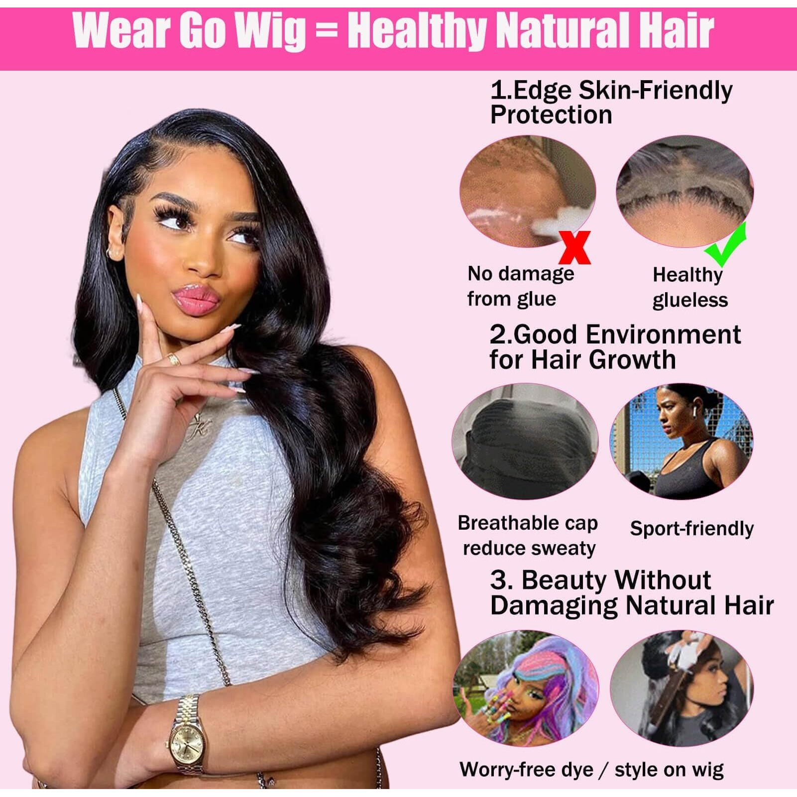 Vrbest Body Wave Glueless Wear And Go Wigs Human Hair Pre Cut Preplucked 5X5 Hd Lace Closure Wigs Human Hair 180 Density Natural Blackcolor 30 Inch
